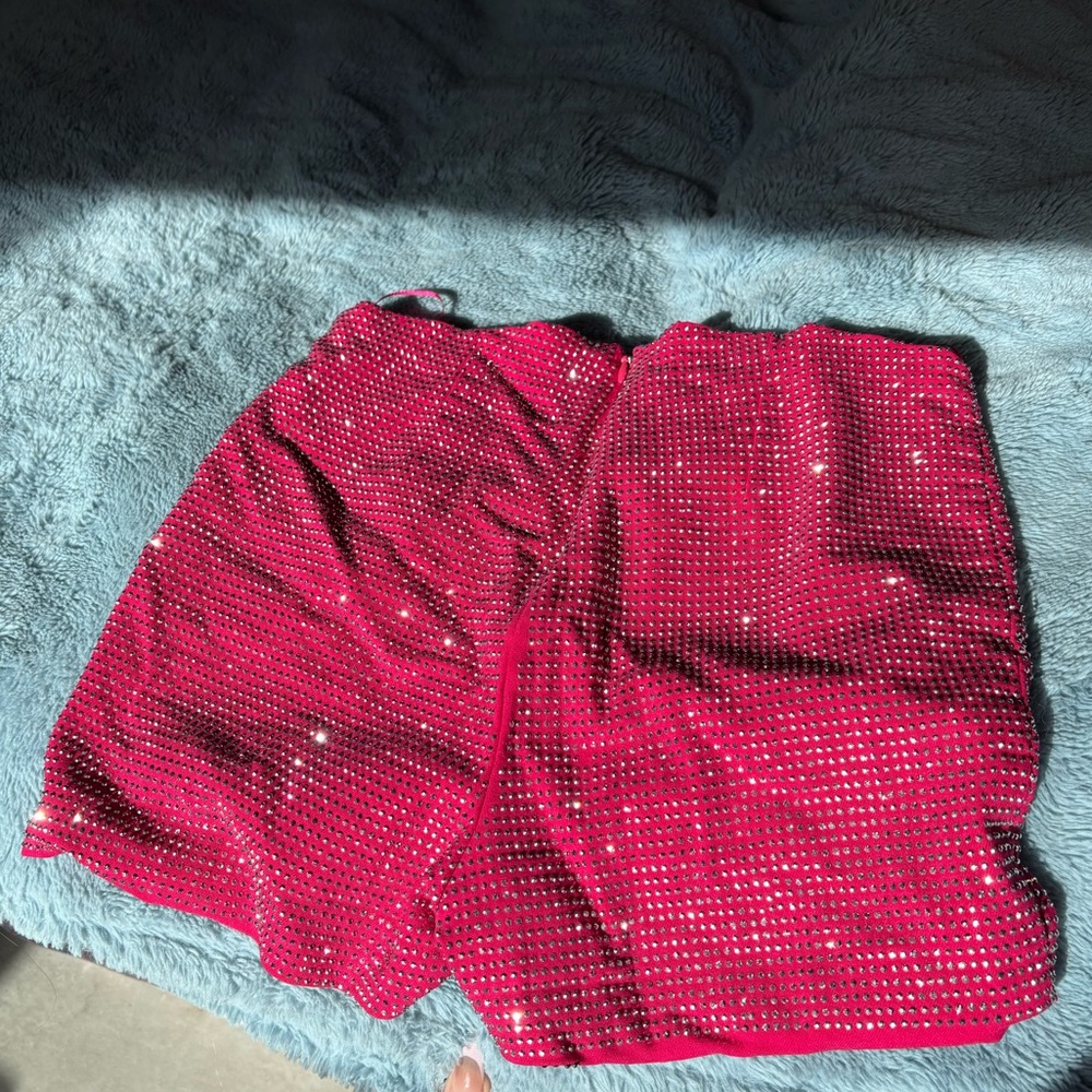 Thirty by Thirty LA. Pink rhinestone high wasted shorts in pink. Size M.